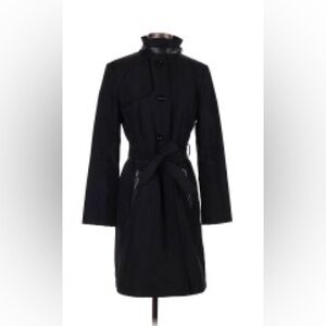 Kenneth Cole Reaction black trench coat - waterproof w/ genuine leather trim